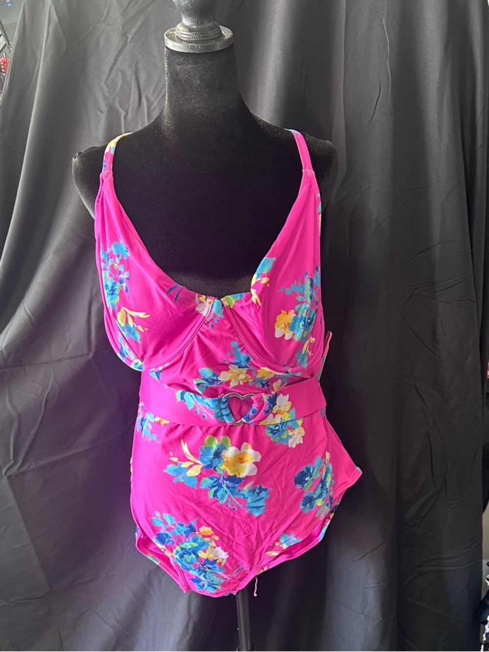 No Boundaries Hot Pink Floral One-Piece Swimsuit
